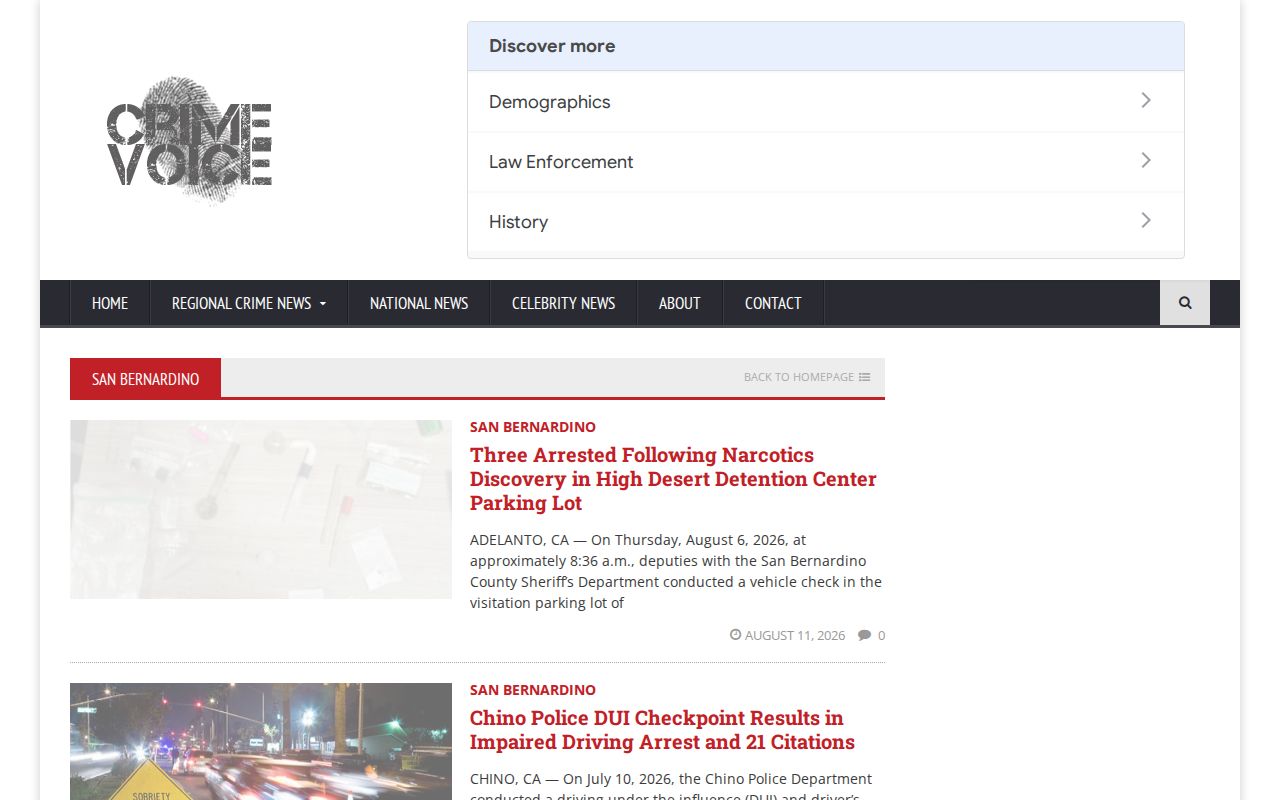 San Bernardino County secondary crime news channel