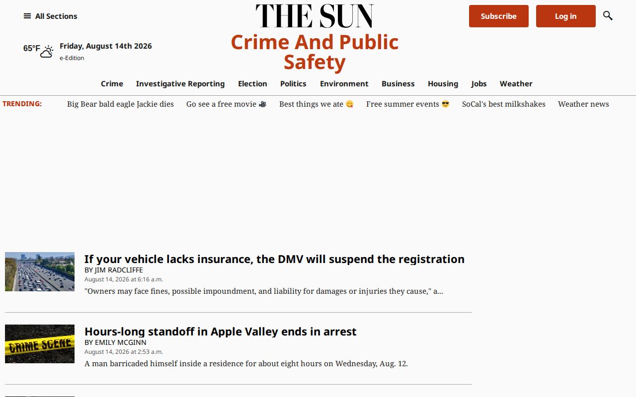 San Bernardino County crime news and public safety section